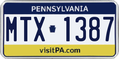 PA license plate MTX1387
