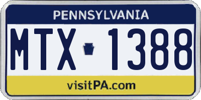 PA license plate MTX1388