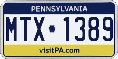 PA license plate MTX1389