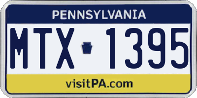 PA license plate MTX1395
