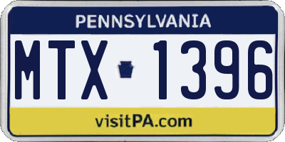 PA license plate MTX1396
