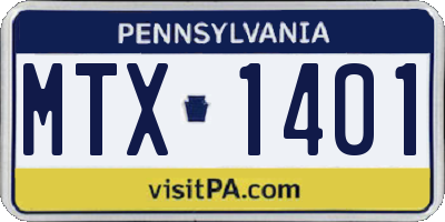 PA license plate MTX1401