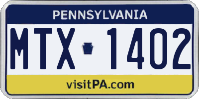 PA license plate MTX1402