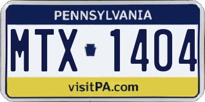 PA license plate MTX1404