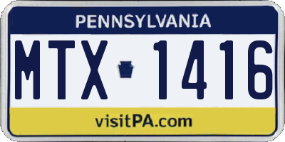 PA license plate MTX1416