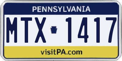 PA license plate MTX1417