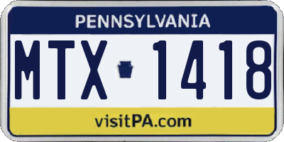 PA license plate MTX1418