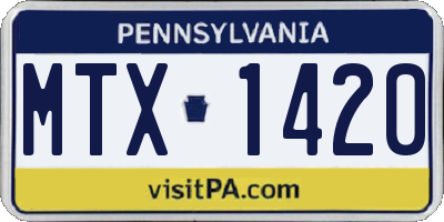PA license plate MTX1420