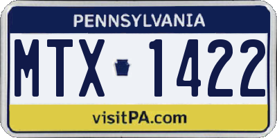 PA license plate MTX1422