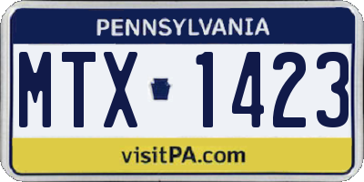 PA license plate MTX1423