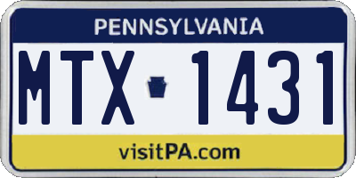 PA license plate MTX1431