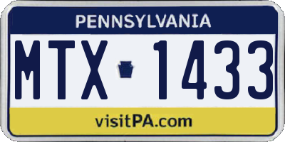 PA license plate MTX1433