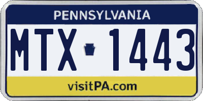 PA license plate MTX1443