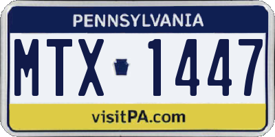 PA license plate MTX1447