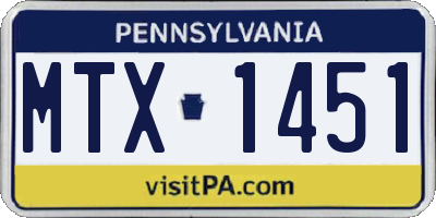 PA license plate MTX1451
