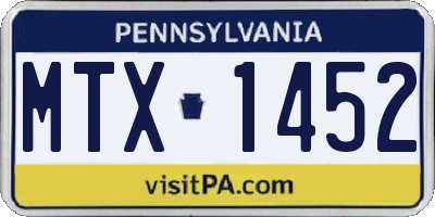 PA license plate MTX1452