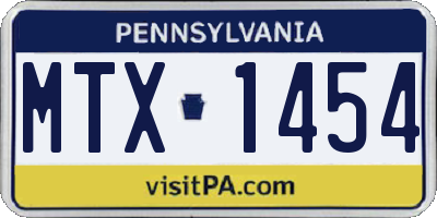 PA license plate MTX1454