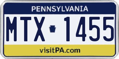 PA license plate MTX1455