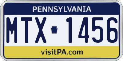 PA license plate MTX1456