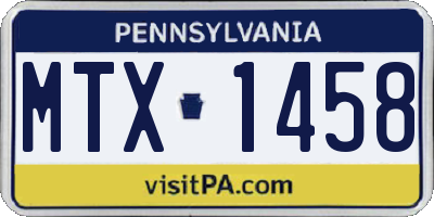 PA license plate MTX1458
