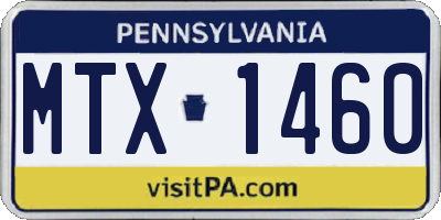 PA license plate MTX1460