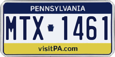 PA license plate MTX1461