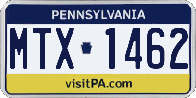 PA license plate MTX1462