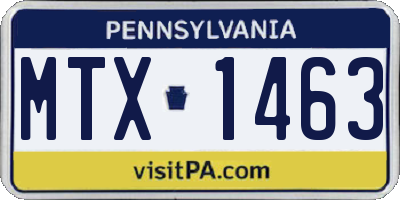 PA license plate MTX1463