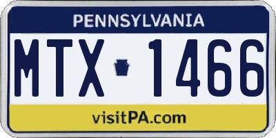 PA license plate MTX1466