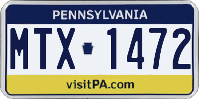 PA license plate MTX1472