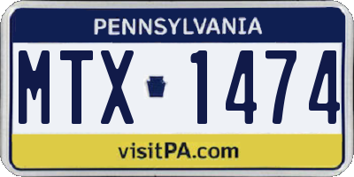 PA license plate MTX1474