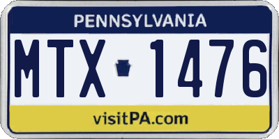 PA license plate MTX1476