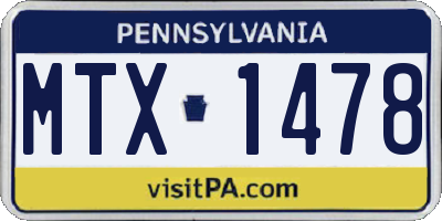 PA license plate MTX1478
