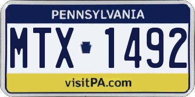 PA license plate MTX1492