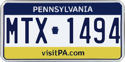 PA license plate MTX1494
