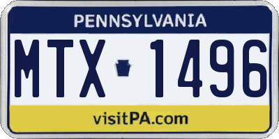 PA license plate MTX1496