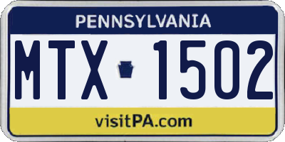 PA license plate MTX1502
