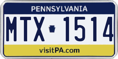 PA license plate MTX1514