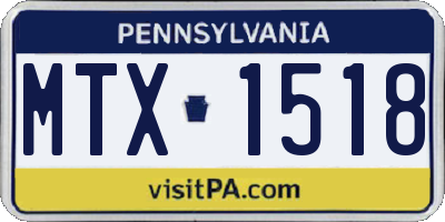 PA license plate MTX1518