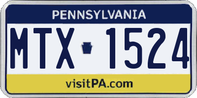 PA license plate MTX1524