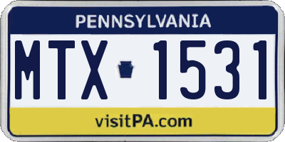 PA license plate MTX1531