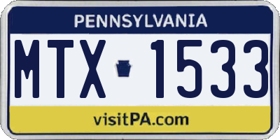 PA license plate MTX1533