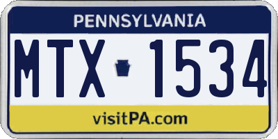 PA license plate MTX1534