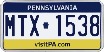 PA license plate MTX1538