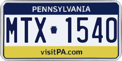 PA license plate MTX1540