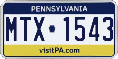 PA license plate MTX1543
