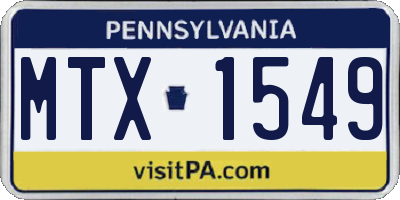 PA license plate MTX1549