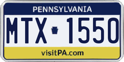 PA license plate MTX1550