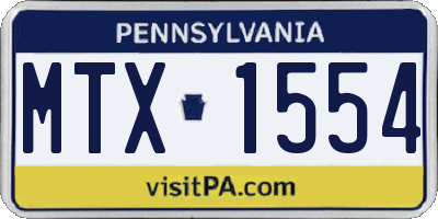 PA license plate MTX1554