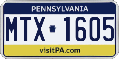 PA license plate MTX1605